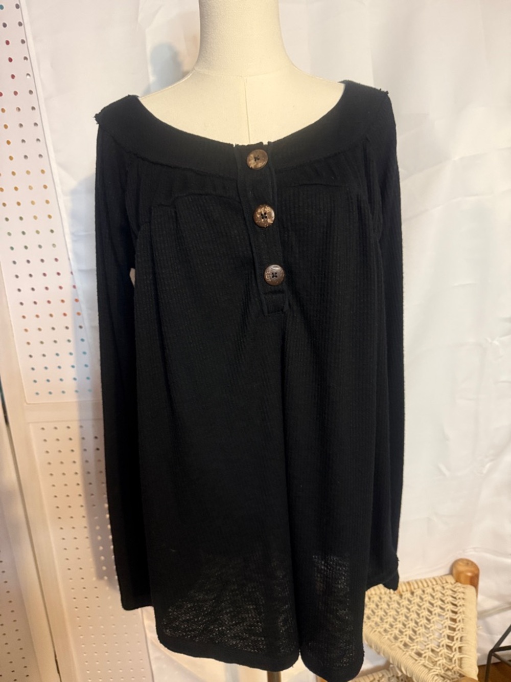 We The Free Black Knit Top with Label Detail size Medium